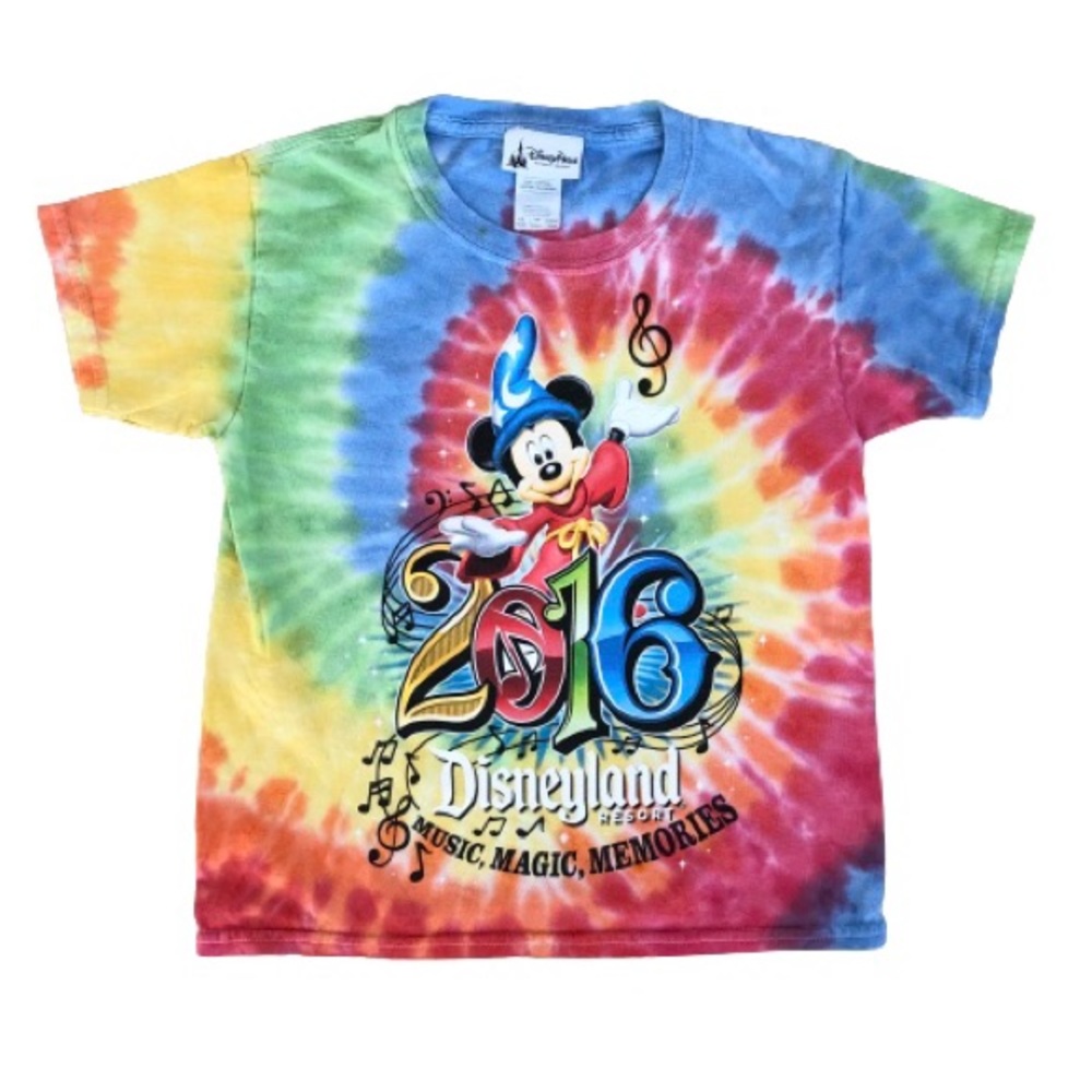 Disney 2016 Tie Dye Rainbow Tee Tops 100% Cotton T-shirt Youth Boy Girl Kid's XS
